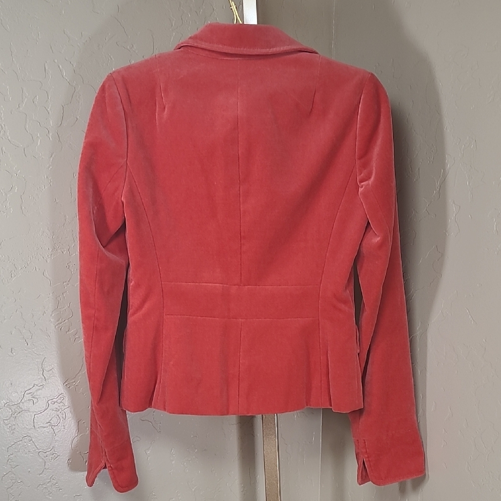 J. Crew 2008 Women's Velvet Dark Coral Red Blazer 100% Cotton - Picture 11 of 16